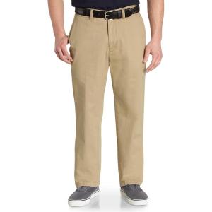Nautica Men’s Big and Tall Twill Flat-Front Pant(True Khaki D83050)