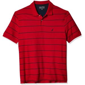 Nautica Mens Classic Short Sleeve Striped Polo Shirt(Nautica Red)