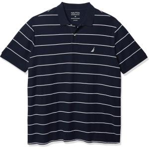 Nautica Mens Classic Short Sleeve Striped Polo Shirt(Navy)