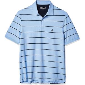 Nautica Mens Classic Short Sleeve Striped Polo Shirt(Noon Blue)