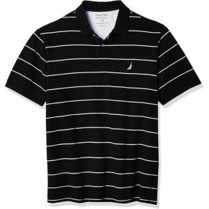 Nautica Mens Classic Short Sleeve Striped Polo Shirt(True Black)