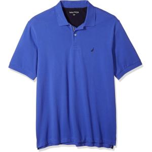 Nautica mens Short Sleeve Stretch Solid Deck Polo Shirt(Cobalt Wave)