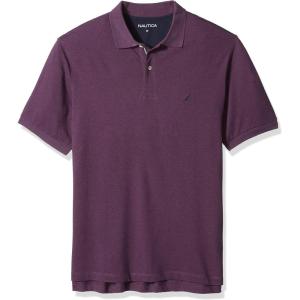 Nautica mens Short Sleeve Stretch Solid Deck Polo Shirt(Deep Purple Heather)