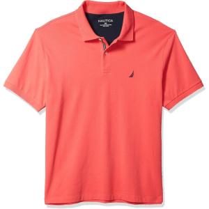 Nautica mens Short Sleeve Stretch Solid Deck Polo Shirt(Paradise Pink)