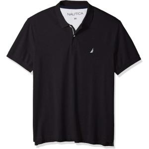 Nautica mens Short Sleeve Stretch Solid Deck Polo Shirt(True Black)