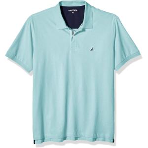 Nautica mens Short Sleeve Stretch Solid Deck Polo Shirt(Water Slide Heather)