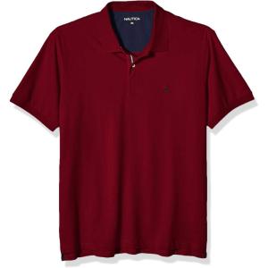 Nautica mens Short Sleeve Stretch Solid Deck Polo Shirt(Zinfandel)