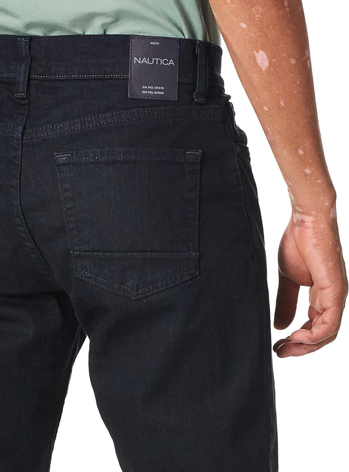imageNautica Mens 5 Pocket Straight Fit Stretch JeanJeansPure Dark Pacific Wash