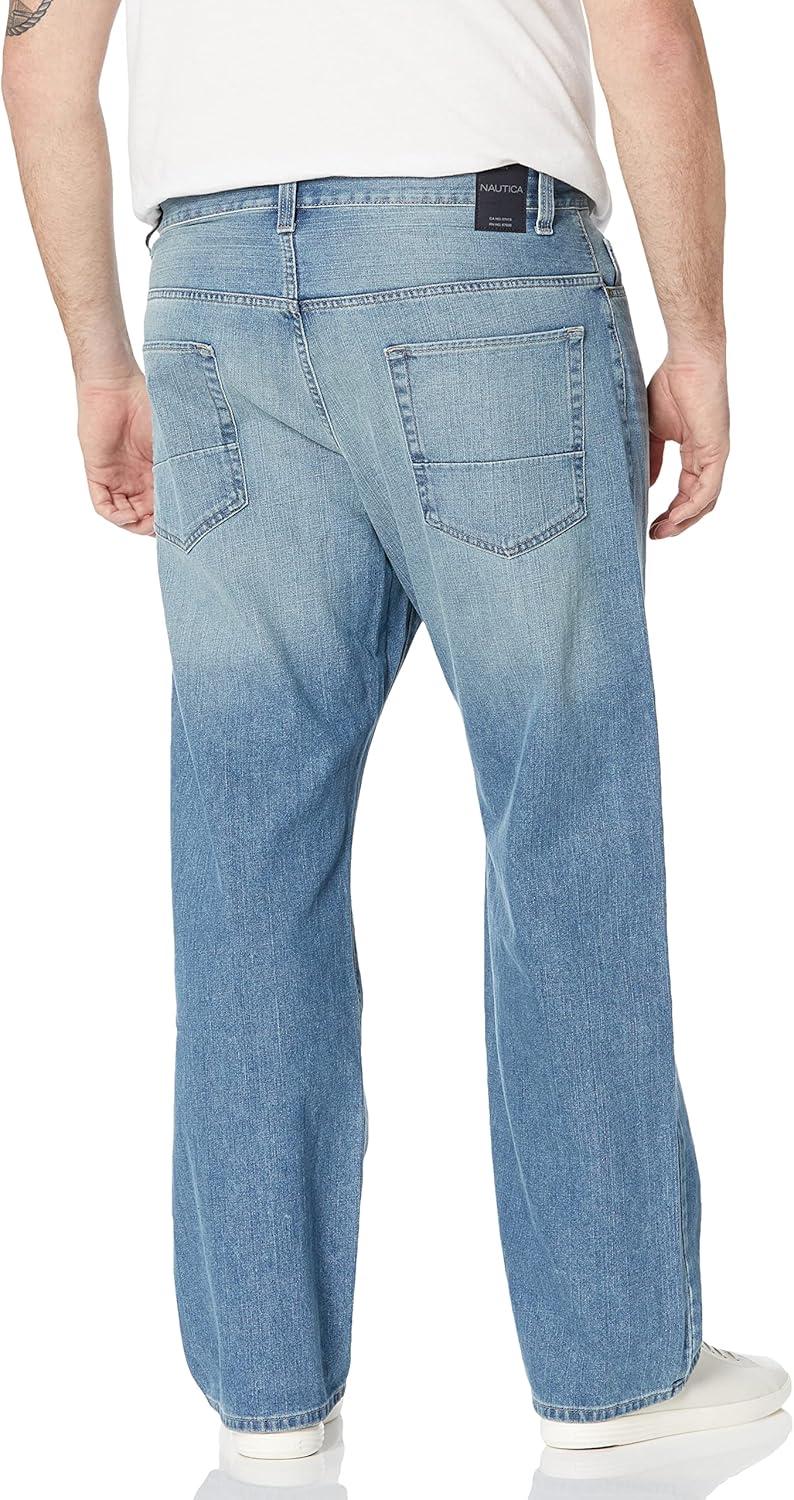imageNautica Mens Big and Tall Relaxed Fit JeanHook Line Blue