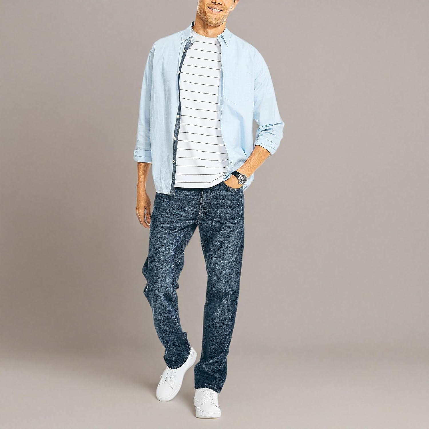 imageNautica Mens Nautica Vintage Straight Stretch DenimNorth Sea Canal Wash