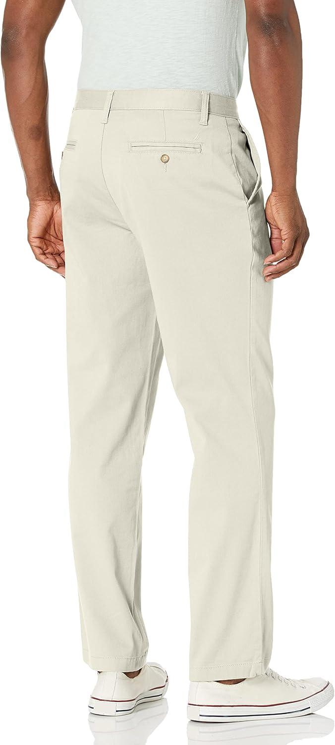 imageNautica Mens Classic Fit Flat Front Stretch Solid Chino Deck PantNautica Stone