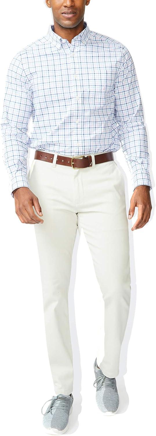 imageNautica Mens Classic Fit Flat Front Stretch Solid Chino Deck PantNautica Stone