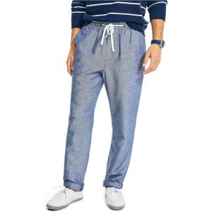Nautica Men’s Classic Fit Drawstring Linen Pant(Navy Seas)