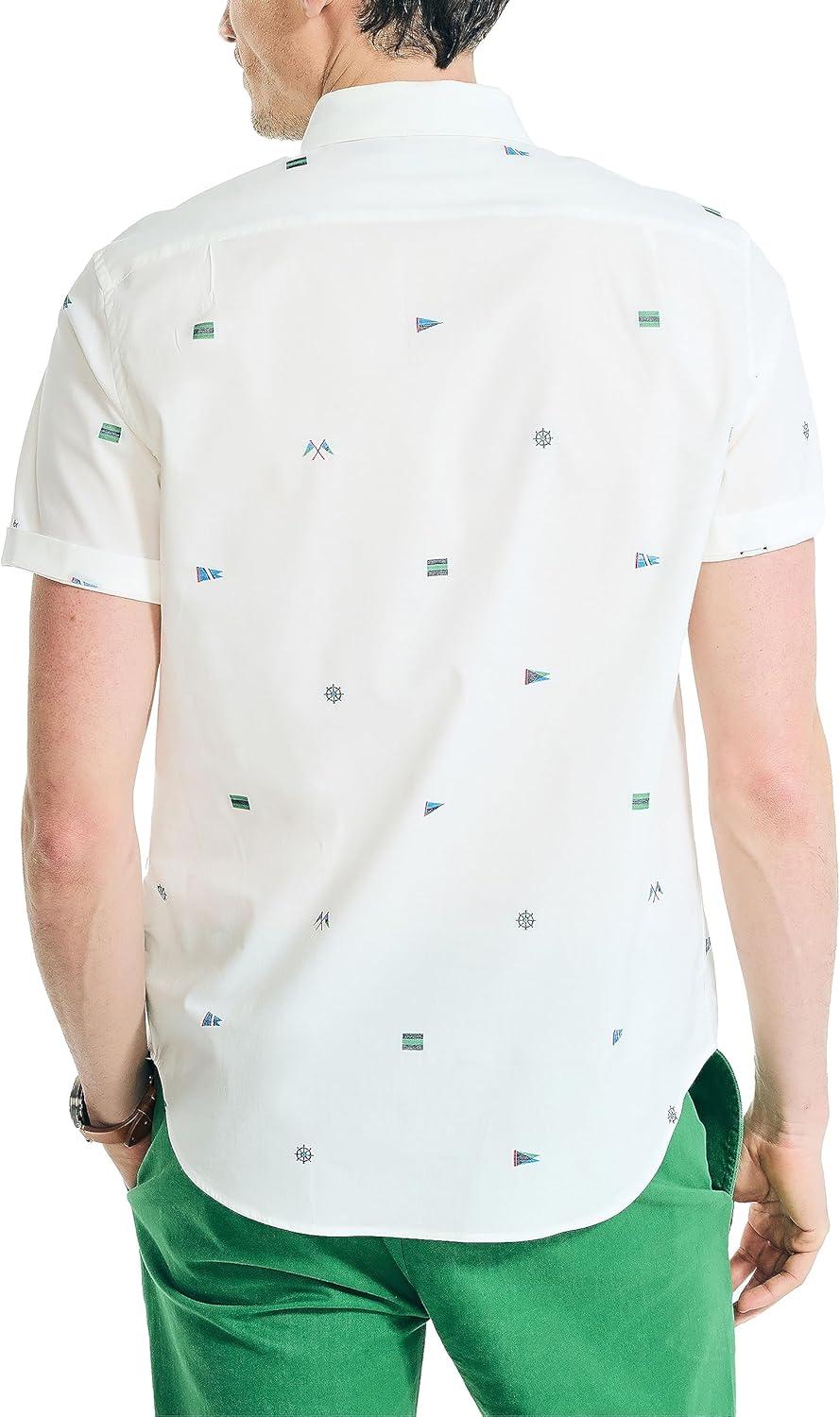 imageNautica Mens Nautica Sustainably Crafted Printed ShortSleeve ShirtSail White