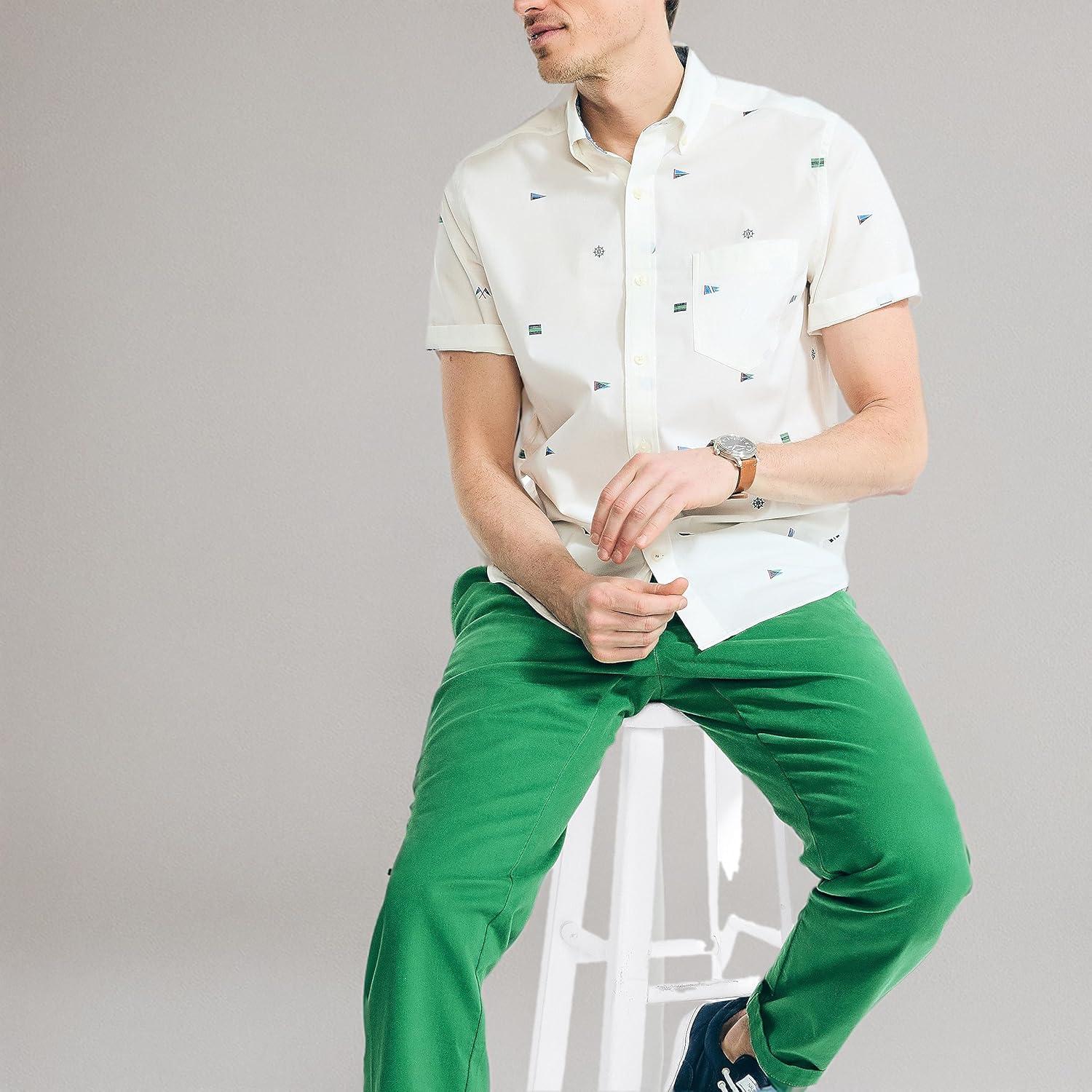 imageNautica Mens Nautica Sustainably Crafted Printed ShortSleeve ShirtSail White