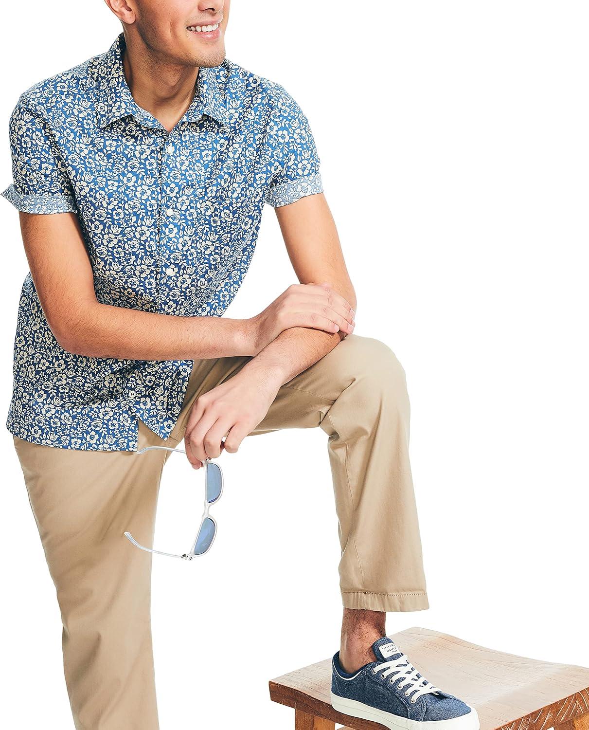 imageNautica Mens Nautica Sustainably Crafted Printed ShortSleeve ShirtUndercurrent