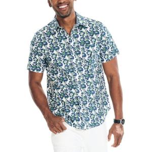 Nautica Men’s Nautica Sustainably Crafted Printed Short-Sleeve Shirt(Marshmallow)