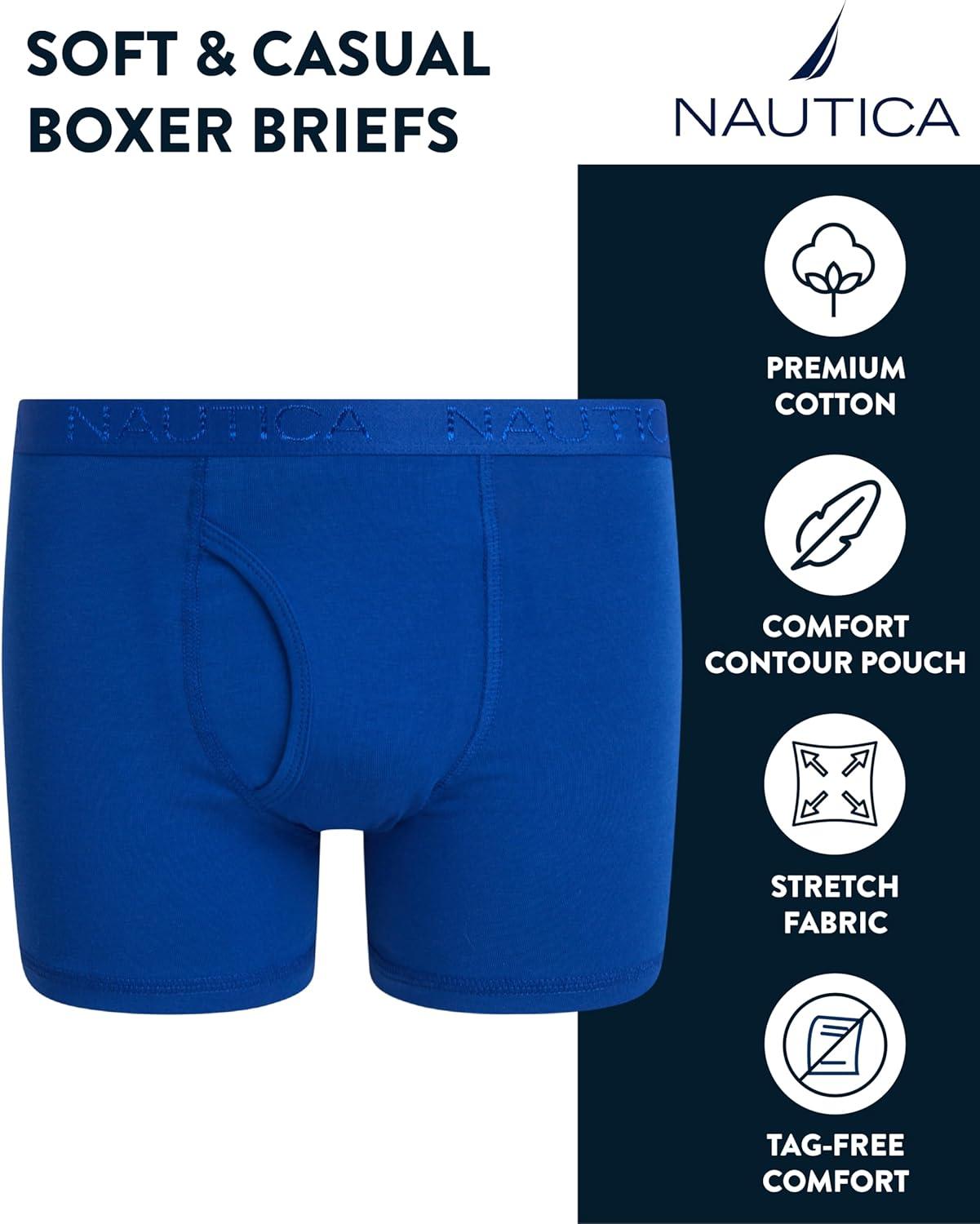 imageNautica Boys Boxer Briefs 36 Pack Comfort Stretch Cotton Kids Underwear Boxers for Boys with Contour Pouch Sizes 618Boundless BlueLight Bleach HeatherBlue Hawaii 3pk
