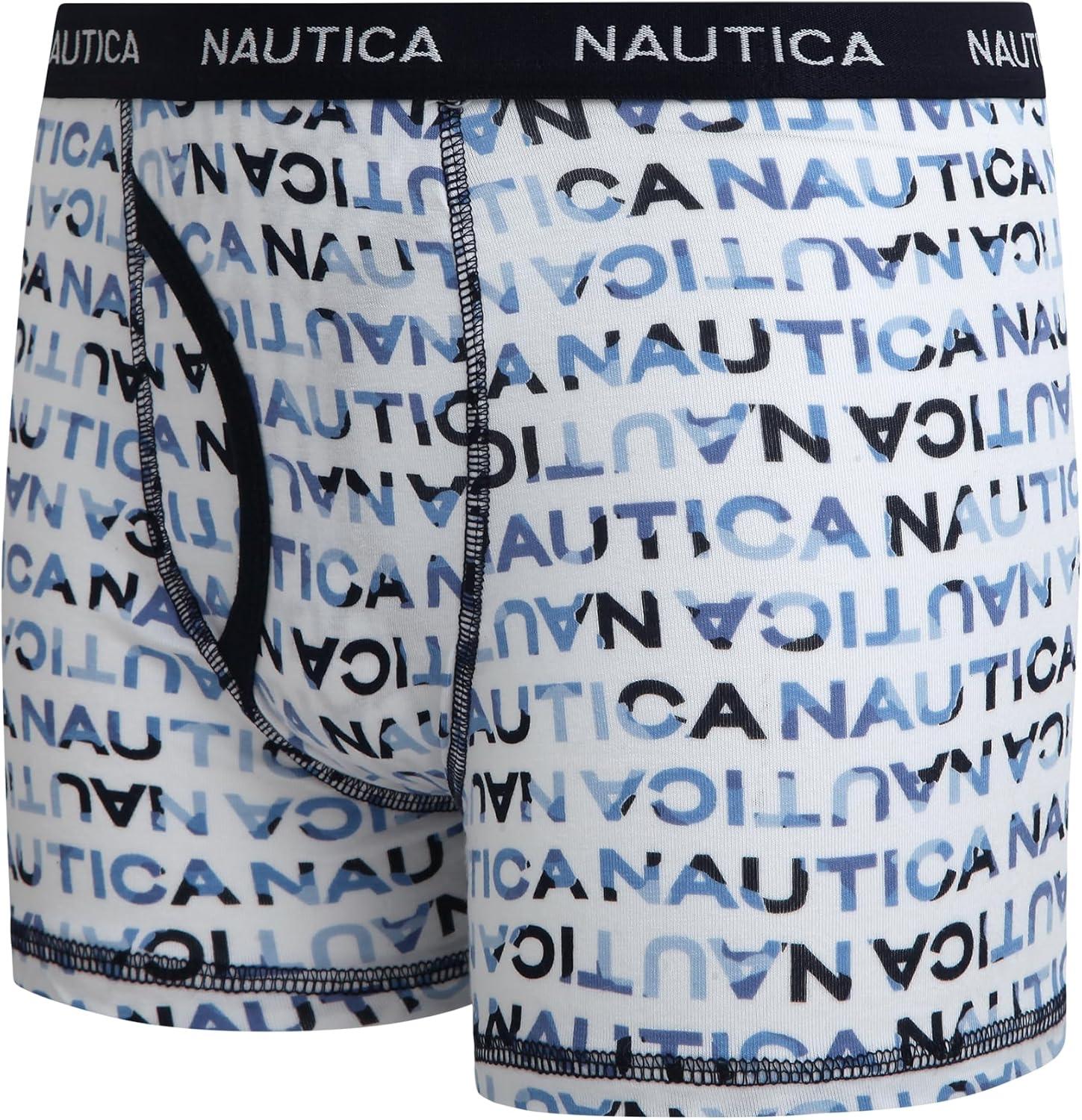 imageNautica Boys Boxer Briefs 36 Pack Comfort Stretch Cotton Kids Underwear Boxers for Boys with Contour Pouch Sizes 618Navy PrintGreyNavy3pk