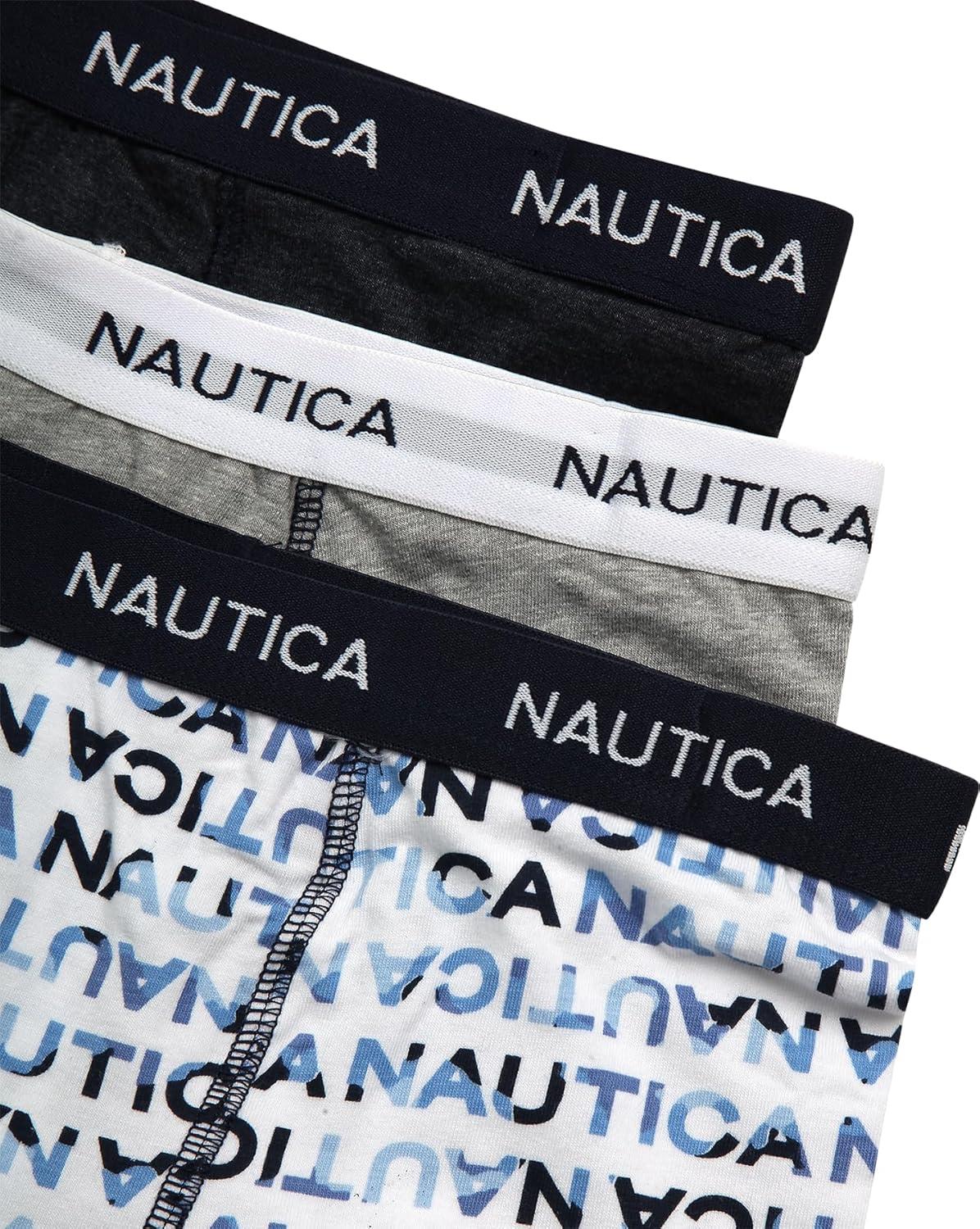 imageNautica Boys Boxer Briefs 36 Pack Comfort Stretch Cotton Kids Underwear Boxers for Boys with Contour Pouch Sizes 618Navy PrintGreyNavy3pk