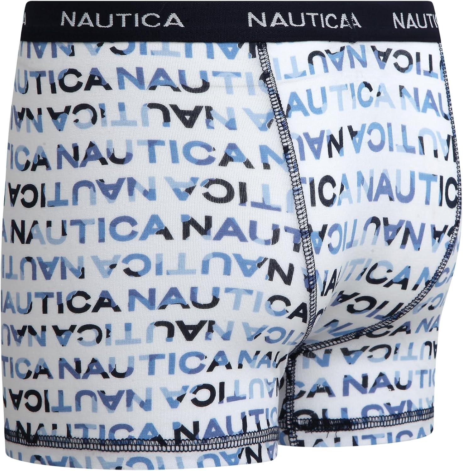imageNautica Boys Boxer Briefs 36 Pack Comfort Stretch Cotton Kids Underwear Boxers for Boys with Contour Pouch Sizes 618Navy PrintGreyNavy3pk