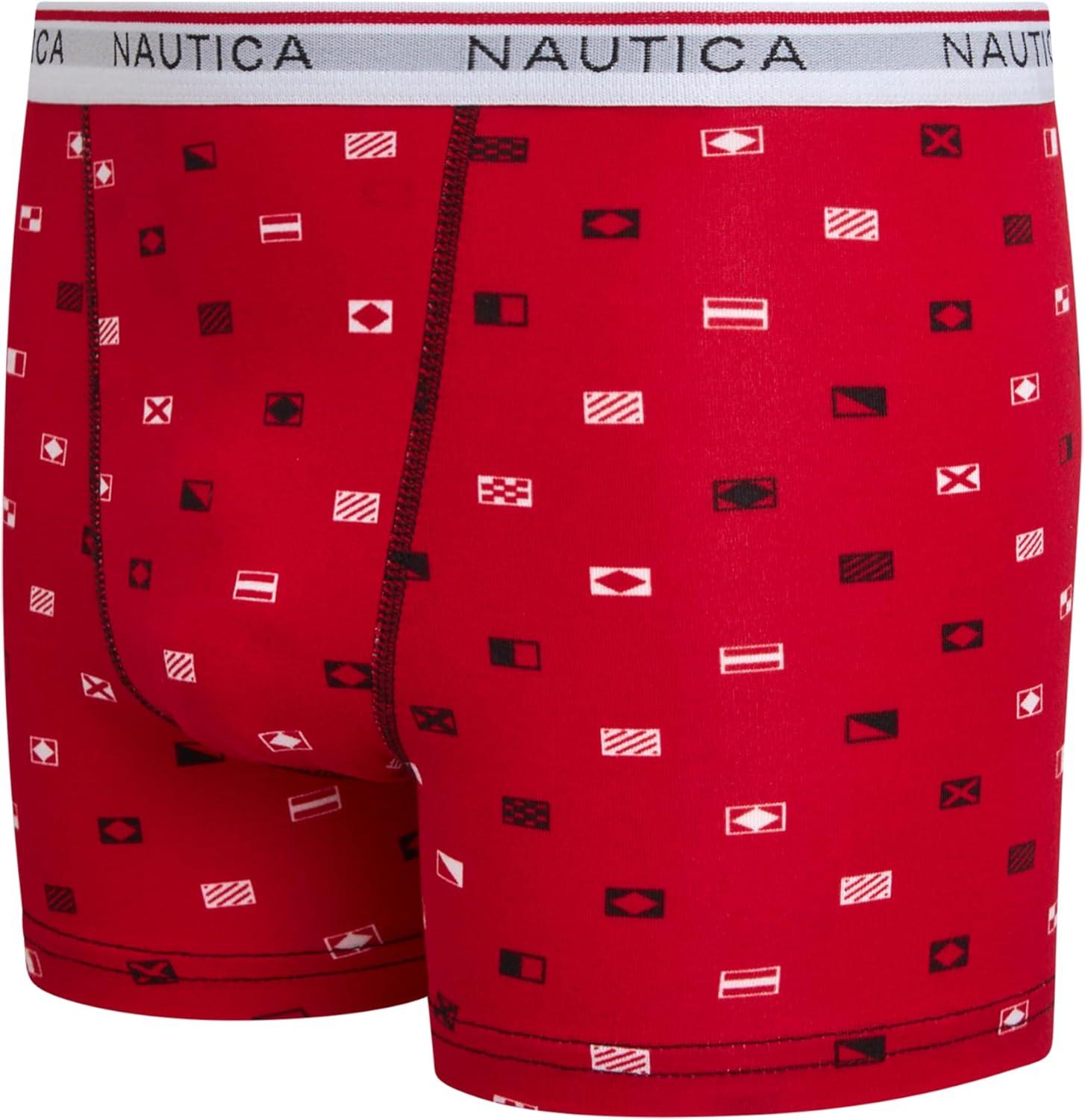 imageNautica Boys Stretch Performance Boxer Briefs 36 Pack Breathable Underwear for Boys 618Red PrintBlackStripe 3pk