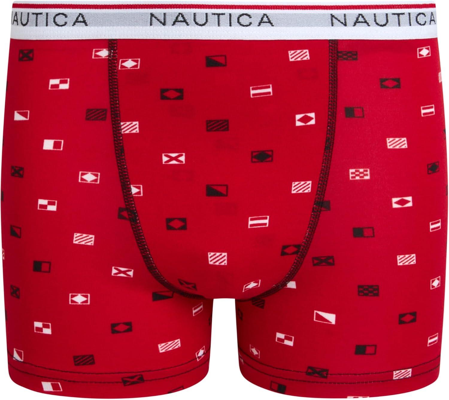 imageNautica Boys Stretch Performance Boxer Briefs 36 Pack Breathable Underwear for Boys 618Red PrintBlackStripe 3pk
