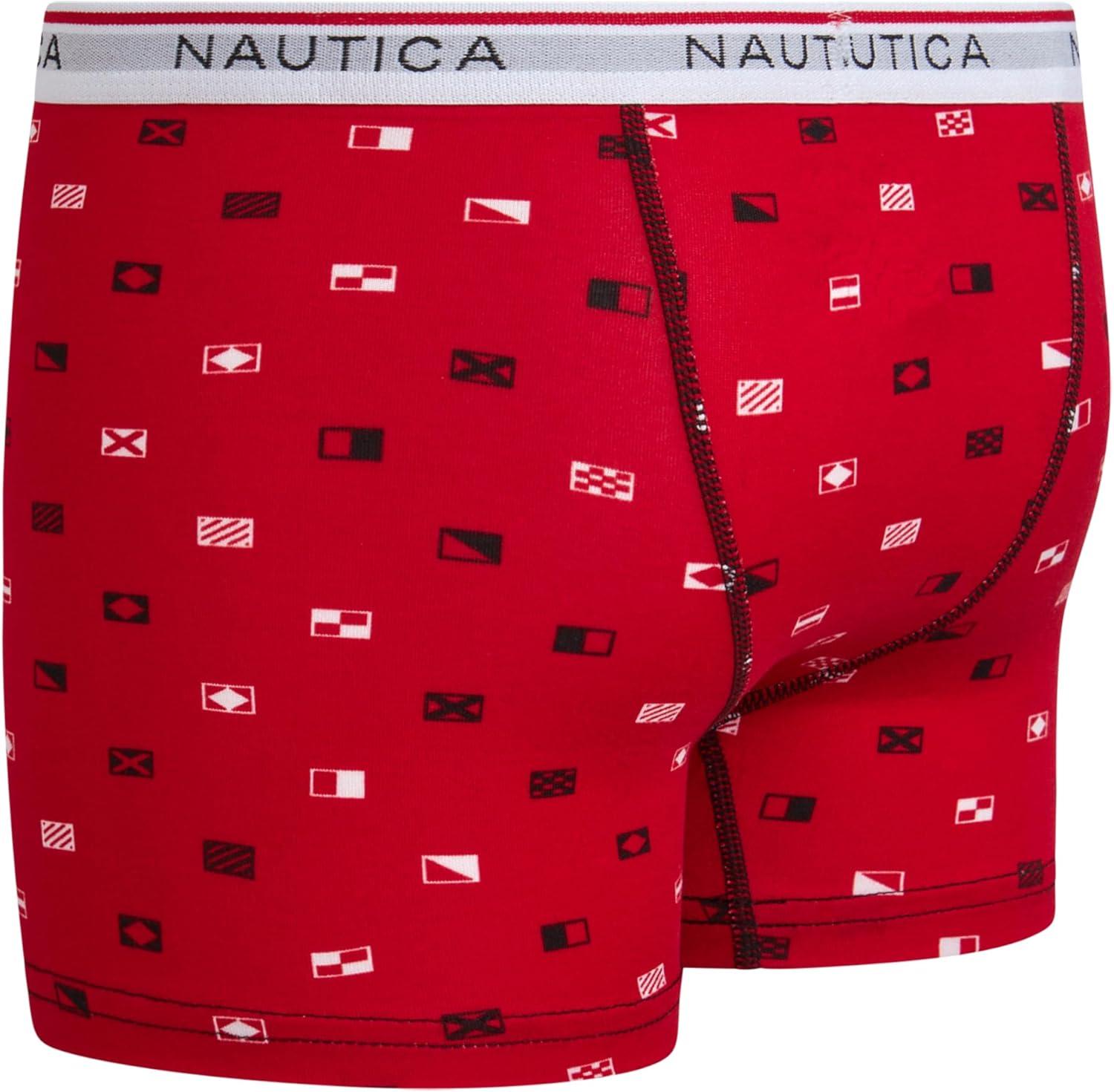 imageNautica Boys Stretch Performance Boxer Briefs 36 Pack Breathable Underwear for Boys 618Red PrintBlackStripe 3pk