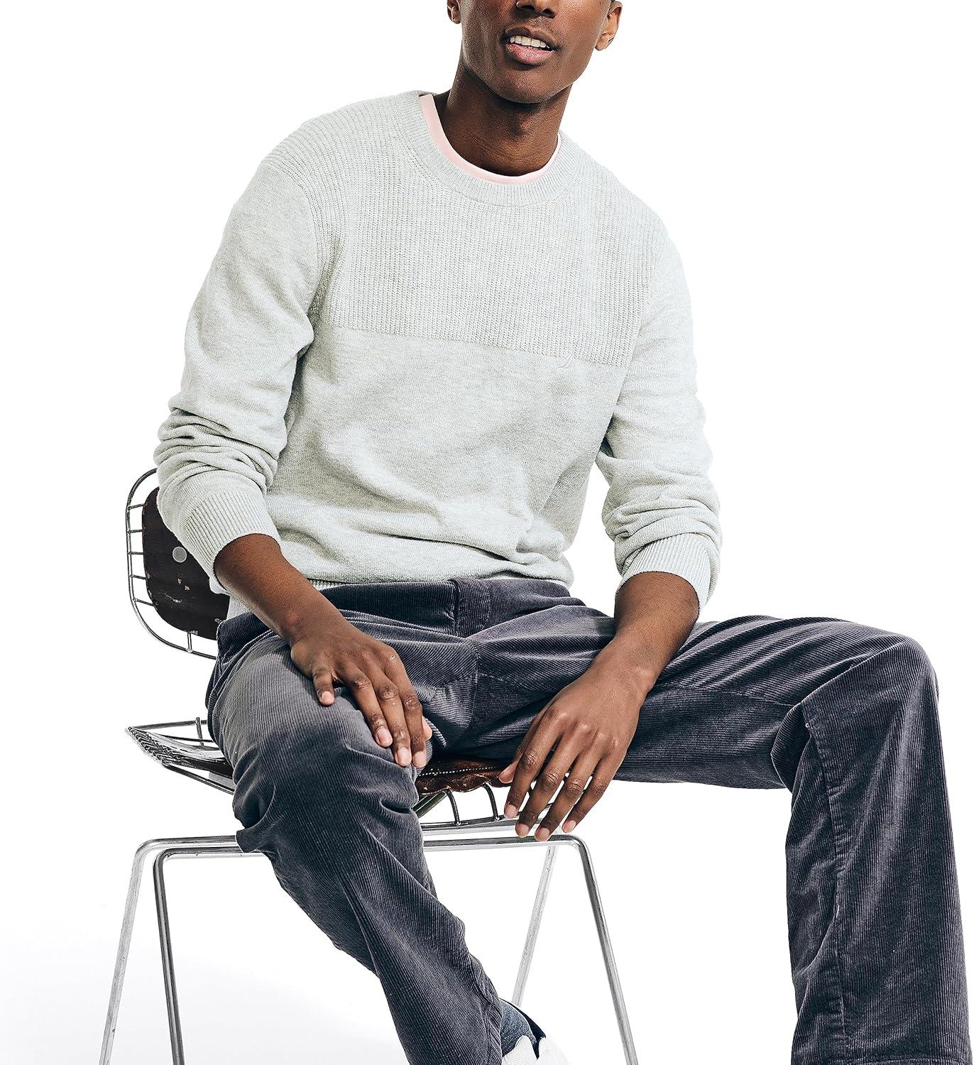 imageNautica Mens Nautica Sustainably Crafted Textured Crewneck SweaterGrey Heather