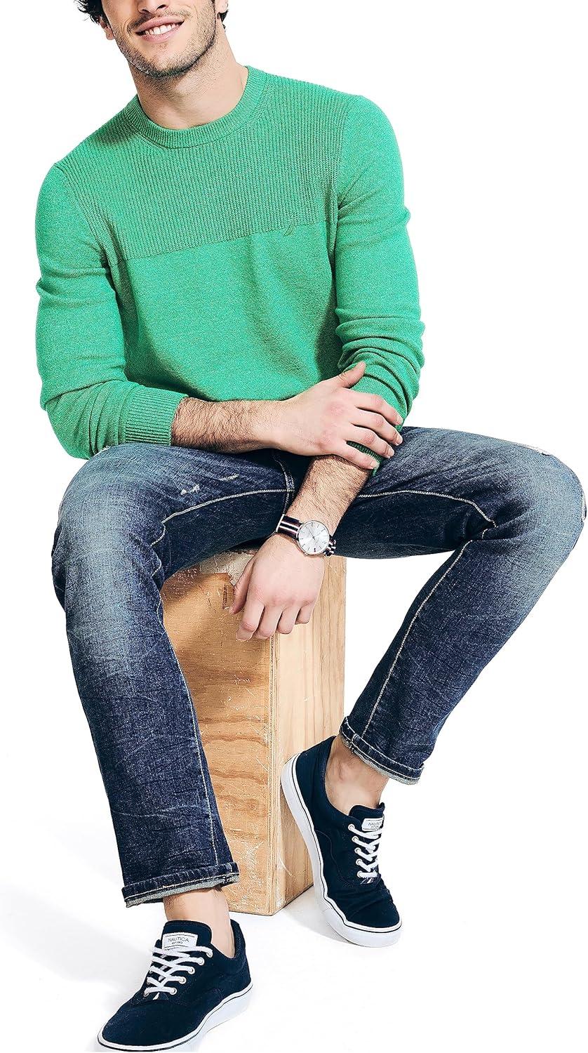imageNautica Mens Nautica Sustainably Crafted Textured Crewneck SweaterParrot Green