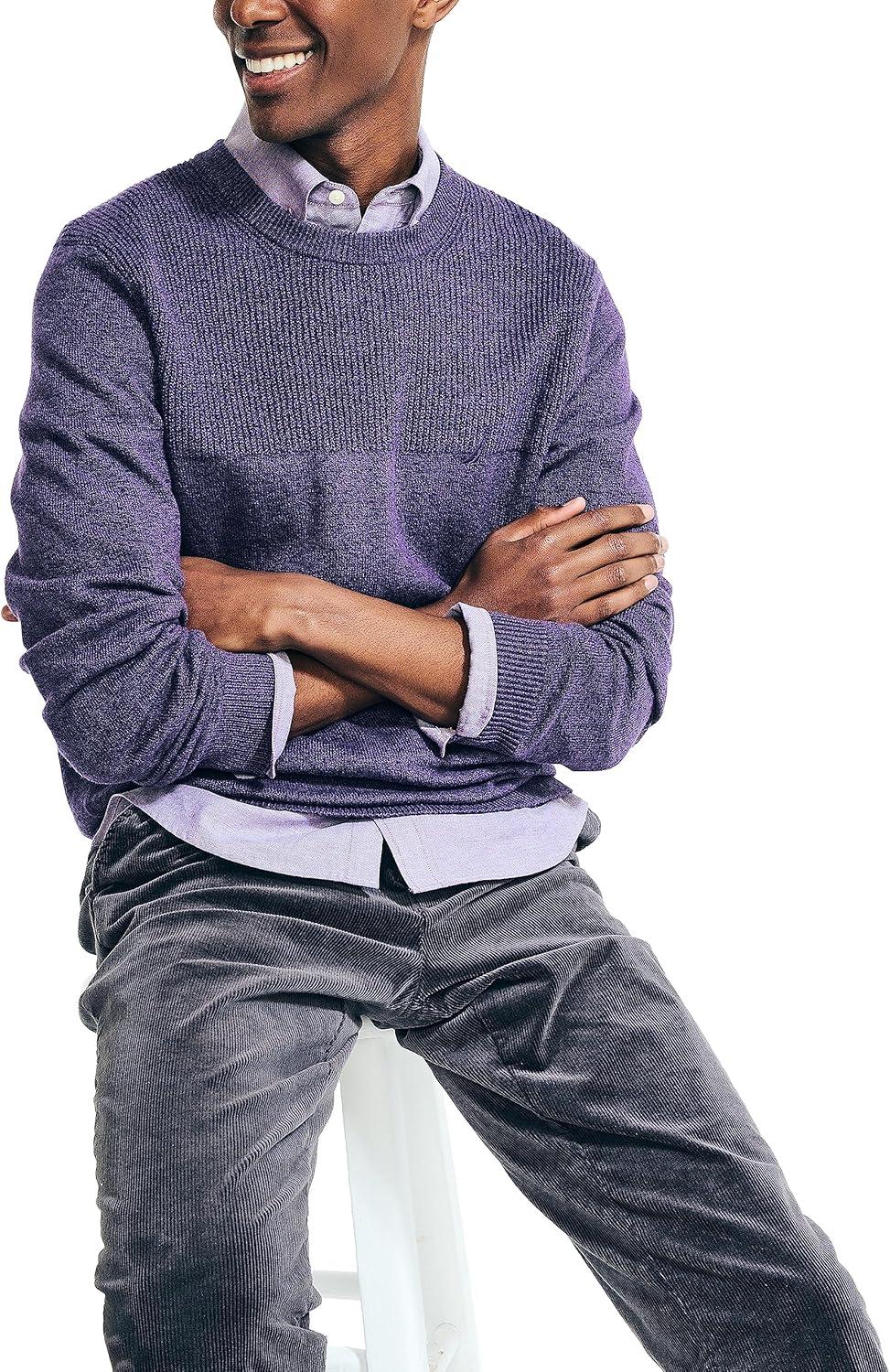 imageNautica Mens Nautica Sustainably Crafted Textured Crewneck SweaterViolet Heather