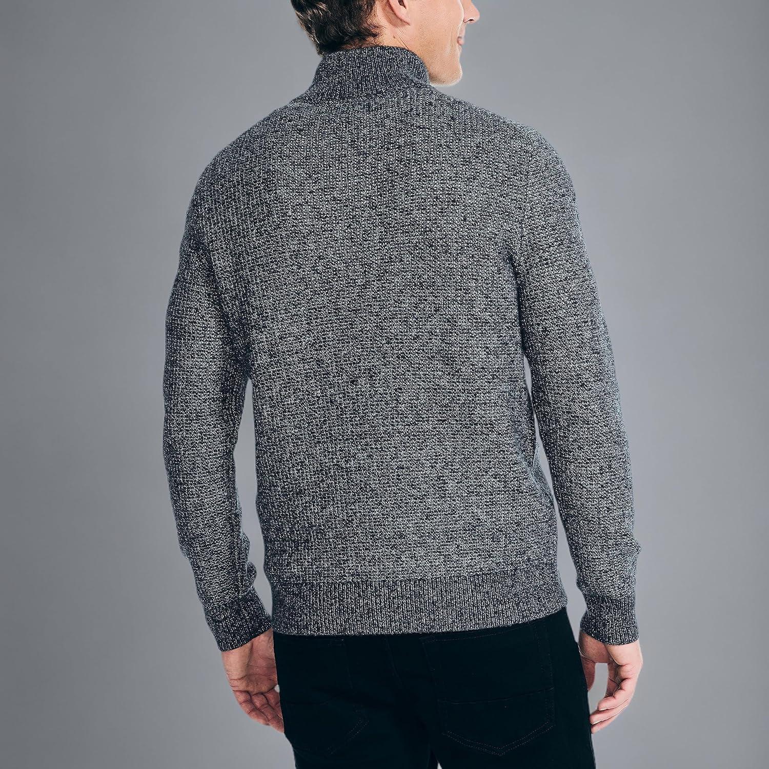 imageNautica Mens Nautica Sustainably Crafted Waffle MockNeck SweaterCharcoal Heather