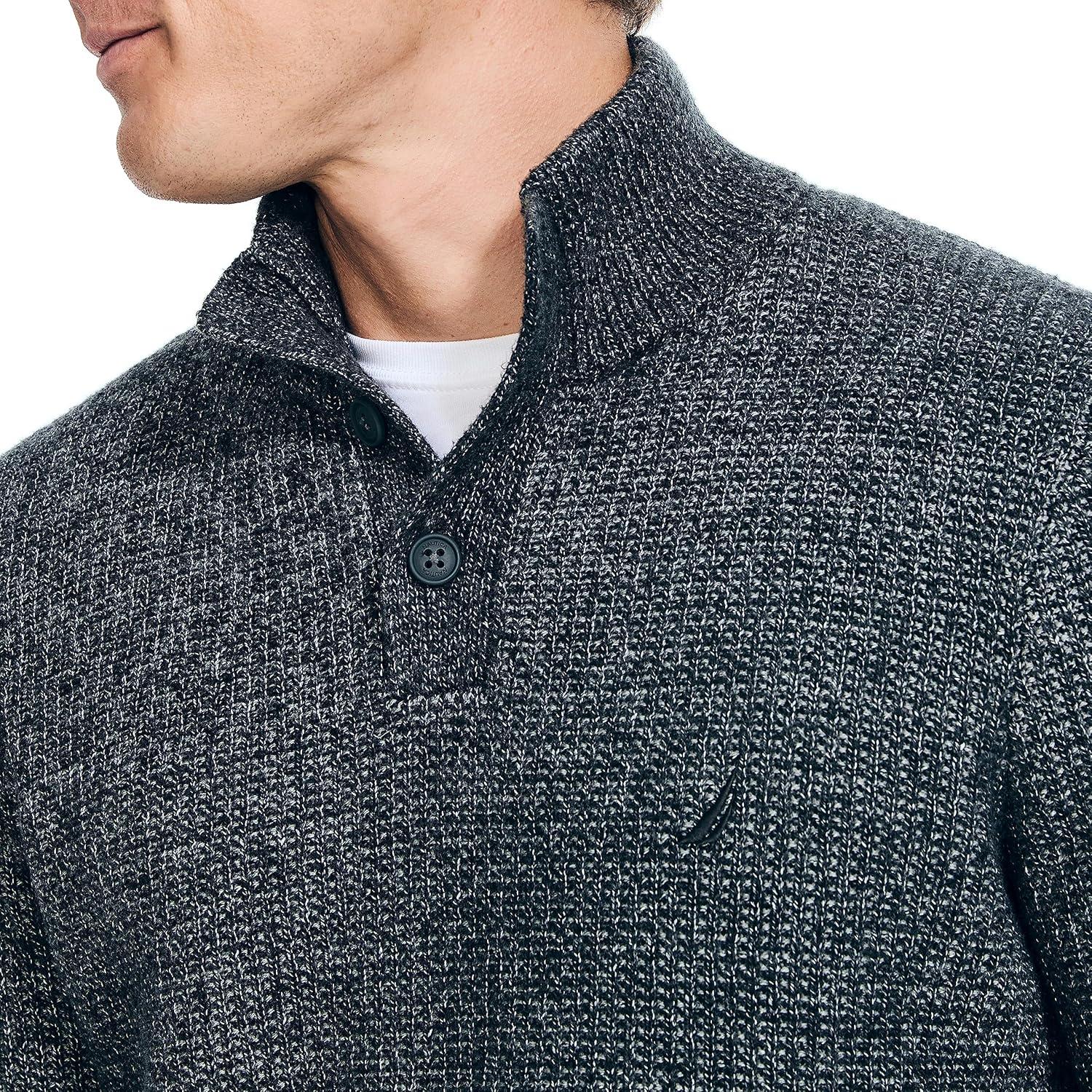 imageNautica Mens Nautica Sustainably Crafted Waffle MockNeck SweaterCharcoal Heather