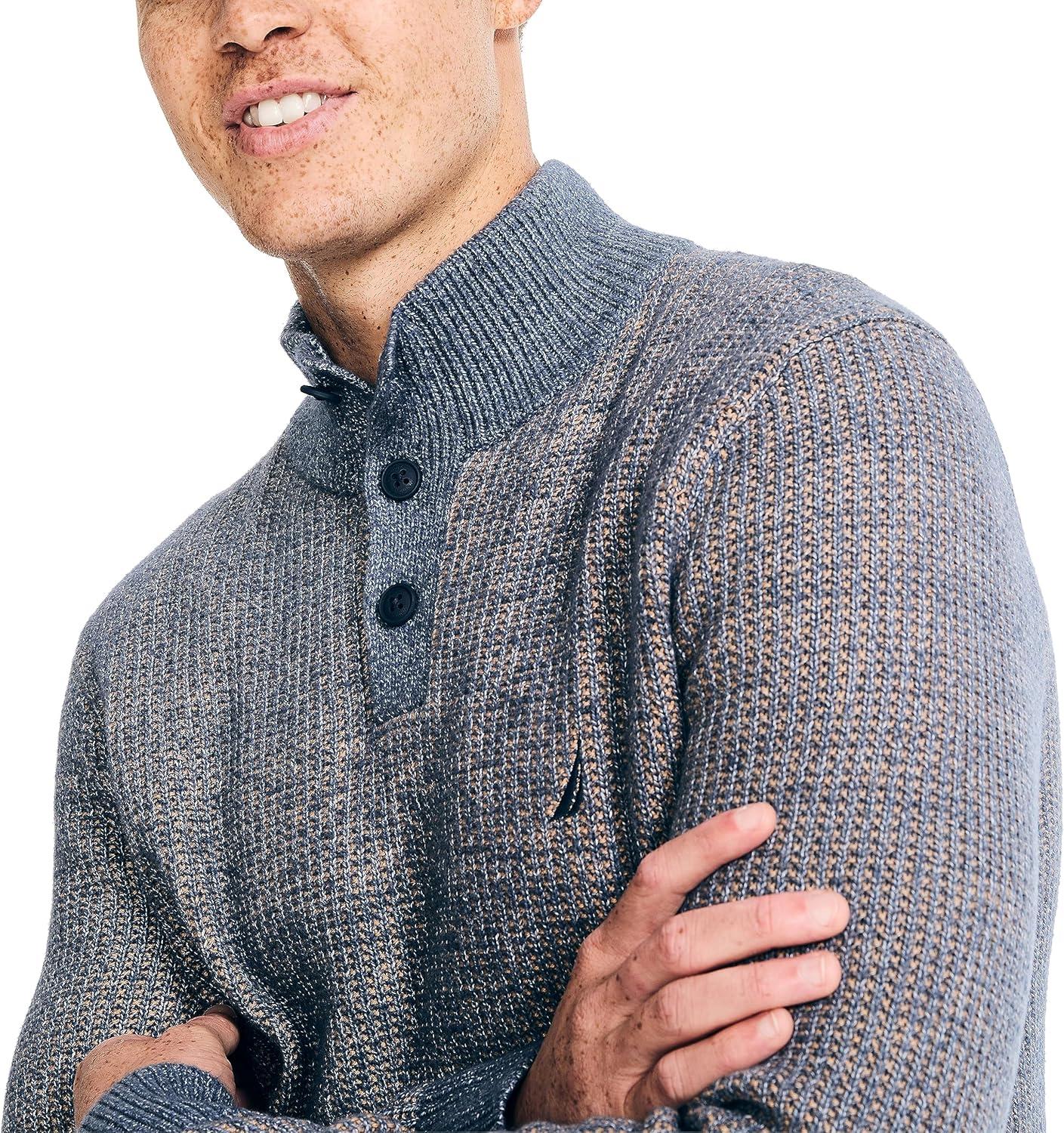 imageNautica Mens Nautica Sustainably Crafted Waffle MockNeck SweaterNavy Seas
