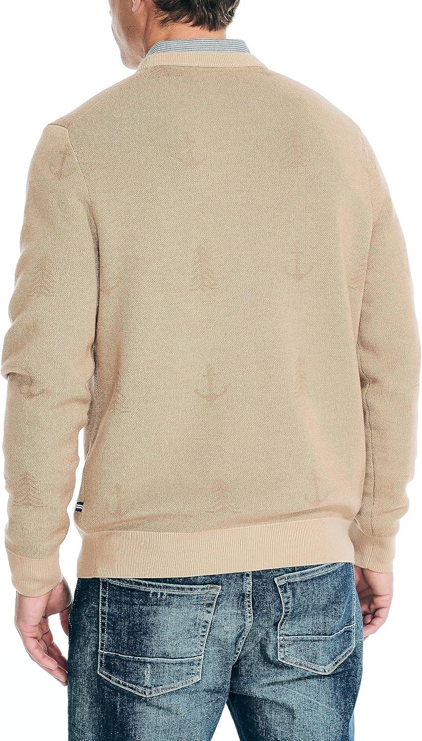 imageNautica Mens Sustainably Crafted Printed Crewneck SweaterTannin