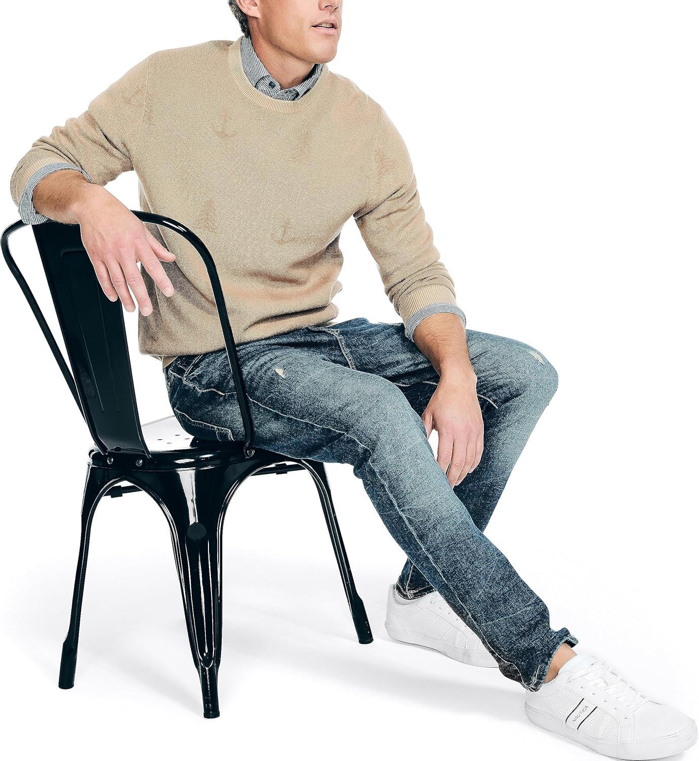 imageNautica Mens Sustainably Crafted Printed Crewneck SweaterTannin