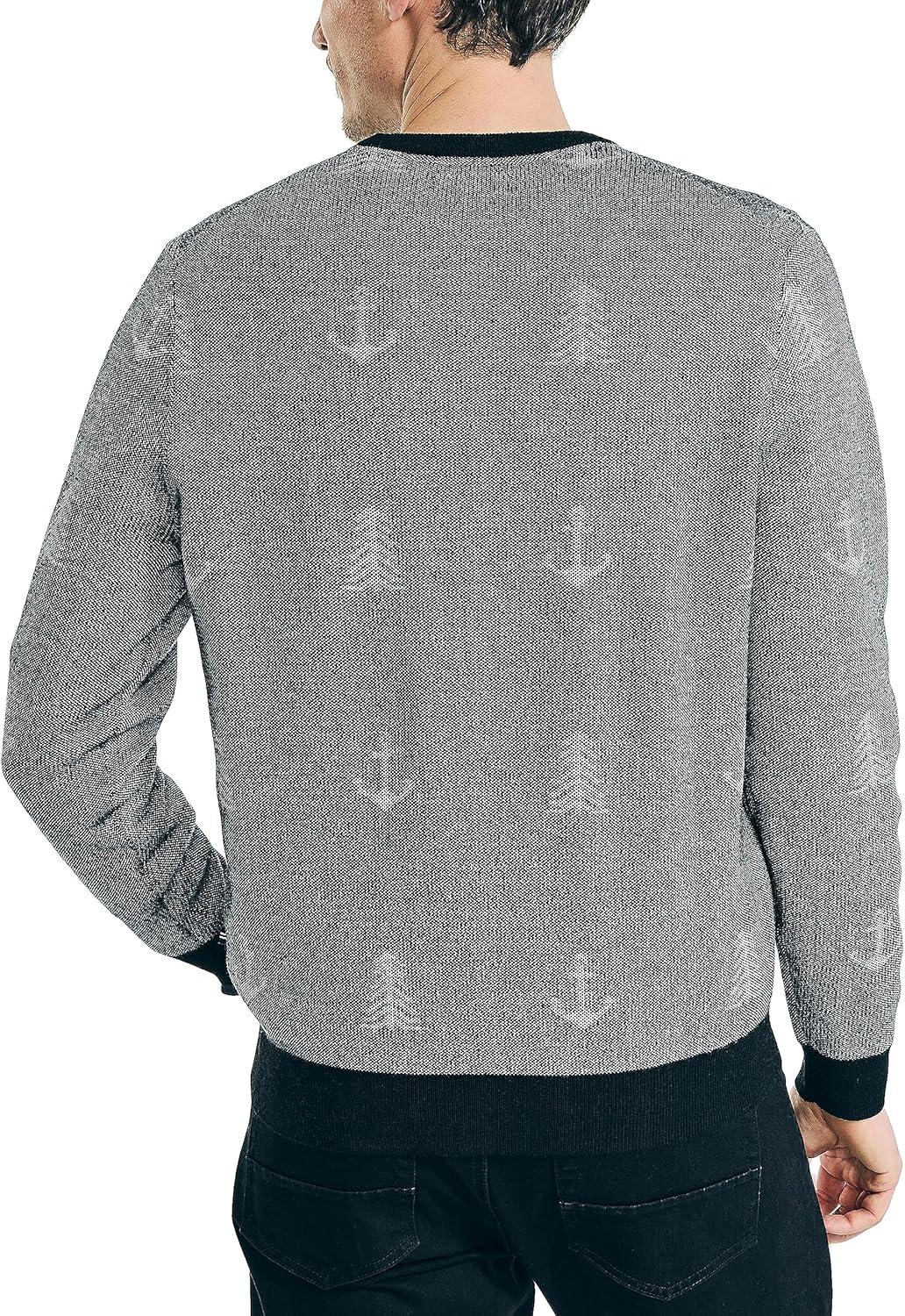 imageNautica Mens Sustainably Crafted Printed Crewneck SweaterTrue Black