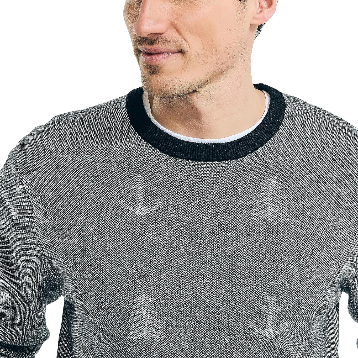 imageNautica Mens Sustainably Crafted Printed Crewneck SweaterTrue Black