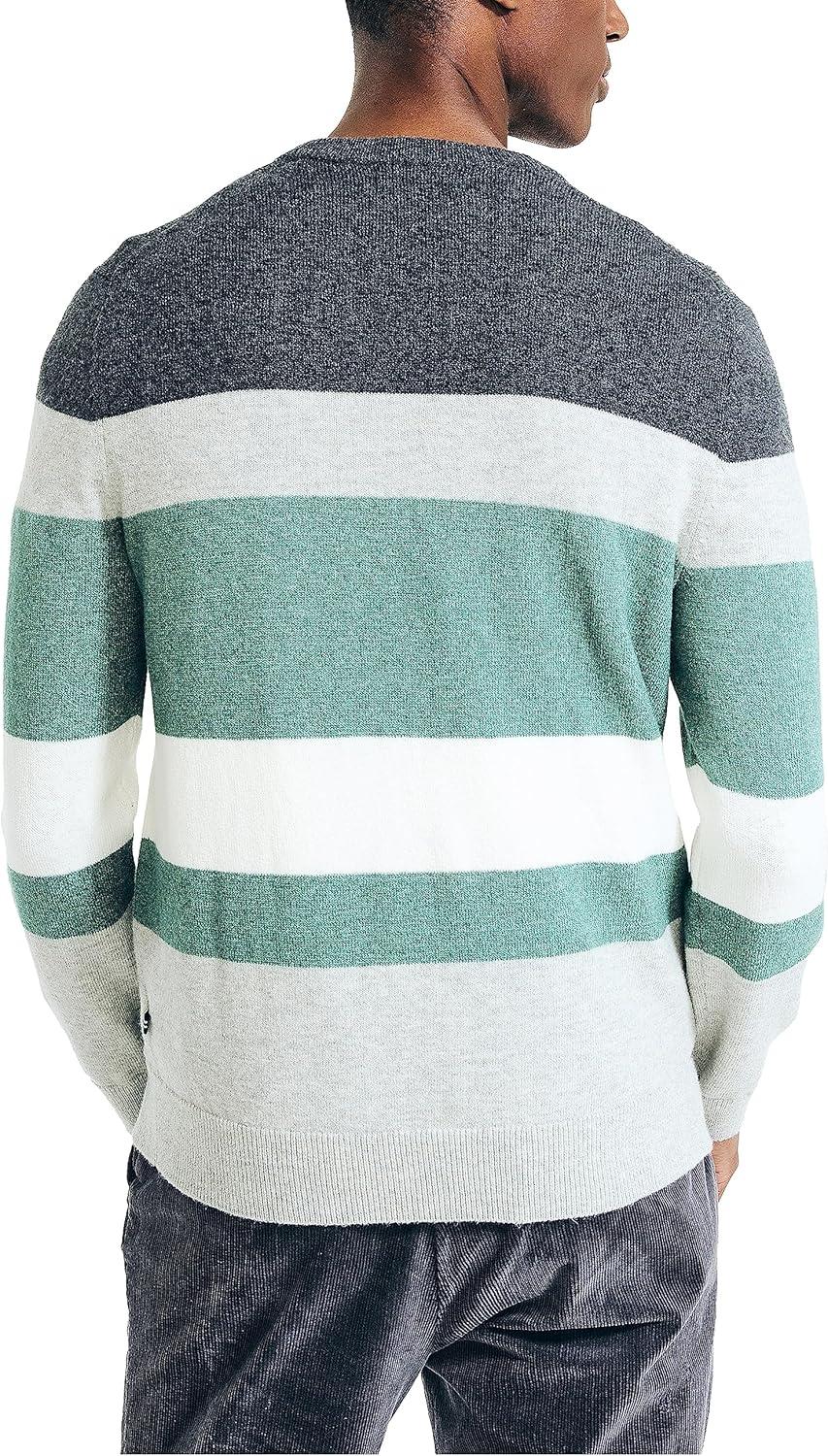 imageNautica Sustainably Crafted Striped Textured Crewneck SweaterGrey Heather