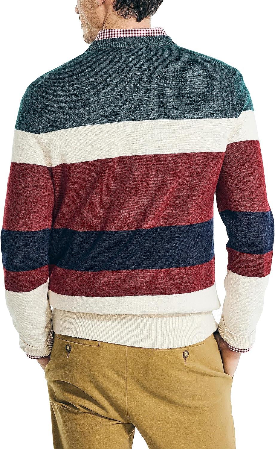 imageNautica Sustainably Crafted Striped Textured Crewneck SweaterNautica Tan