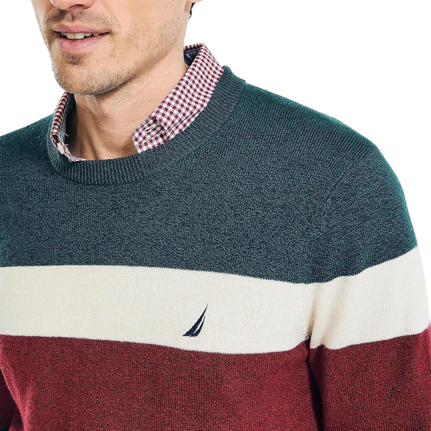 imageNautica Sustainably Crafted Striped Textured Crewneck SweaterNautica Tan
