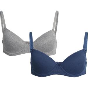 Nautica Girls Training Bra – 2 Pack/3 Pack A-Cup Ribbed Molded Starter Bras for Teens with Adjustable Strap (Sizes: 30A-36A)