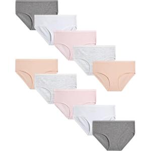 Nautica Girls Underwear Briefs – 10 Pack Comfort Stretch Mid-Waist Breathable Cotton Underwear Panties for Girls (Sizes:4-12)(Pink Frost/White/Pale Peach/Light Bleach Heather/Grey Heather)