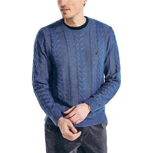 Nautica Men’s Nautica Sustainably Crafted Cable-Knit Crewneck Sweater(Union Blue)