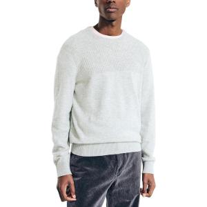 Nautica Men’s Nautica Sustainably Crafted Textured Crewneck Sweater(Grey Heather)