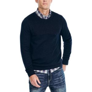 Nautica Men’s Nautica Sustainably Crafted Textured Crewneck Sweater(Navy Seas)