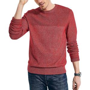 Nautica Men’s Nautica Sustainably Crafted Textured Crewneck Sweater(Tango Red)