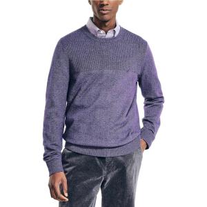 Nautica Men’s Nautica Sustainably Crafted Textured Crewneck Sweater(Violet Heather)