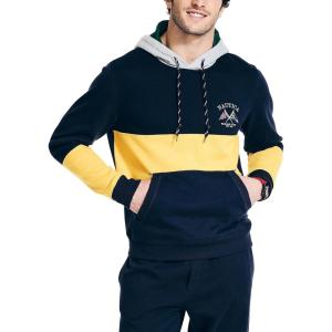 Nautica Men’s Sustainably Crafted Colorblock Logo Hoodie(Navy Seas)
