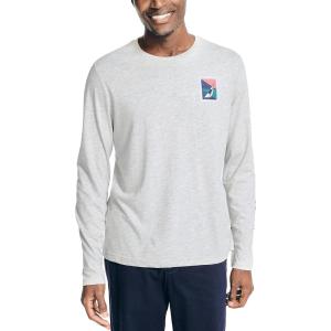 Nautica Sustainably Crafted Long-Sleeve Graphic T-Shirt(Grey Htr)
